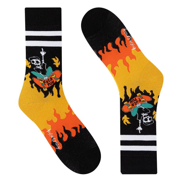 Chaussettes Squelette Skateboard « Fuck You »