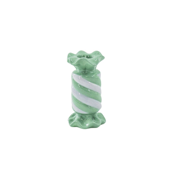 Bougeoir - Bonbon Toffee - Céramique - Menthe/Lilas - 7,5x7,5x13 cm