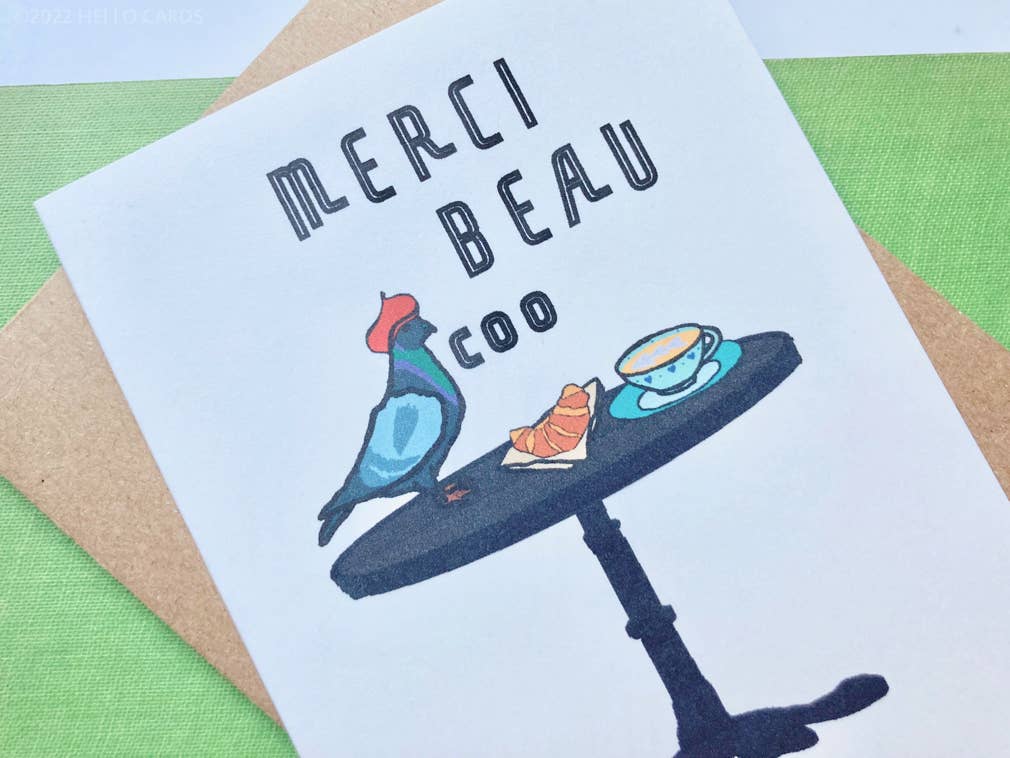Carte de remerciement « Merci Beau Coo »
