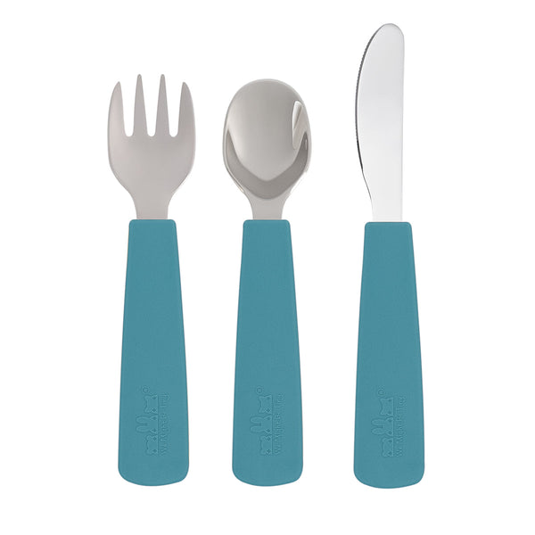 Set di posate per bambini, blu anatra
