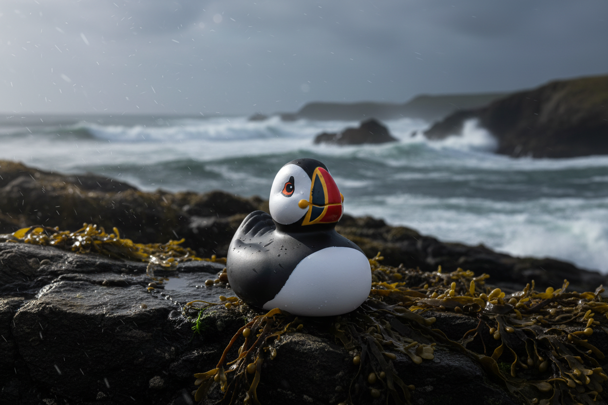 Frailecillo bañándose