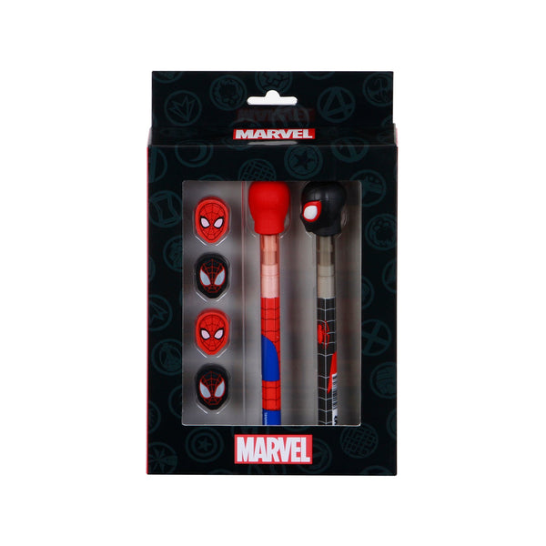Pack de stylo gel effaçable + Crayon Éternel + 4 gommes Marvel Spider-Man « Peter »