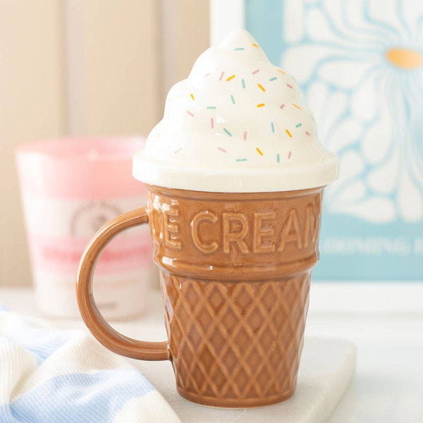 Mug à Couvercle en Forme de Cornet de Glace