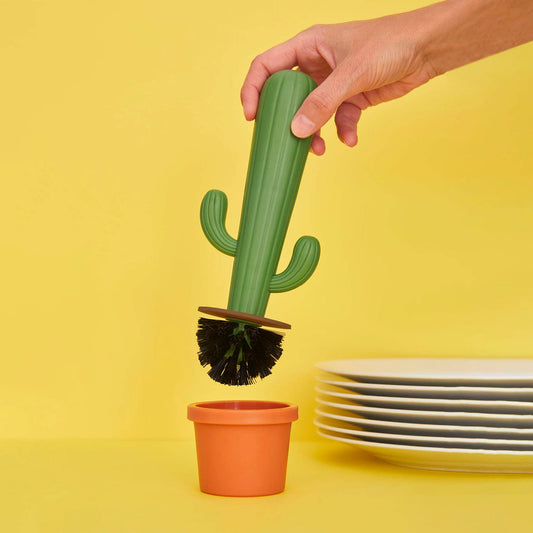 Dish brush, cactus, green, plastic