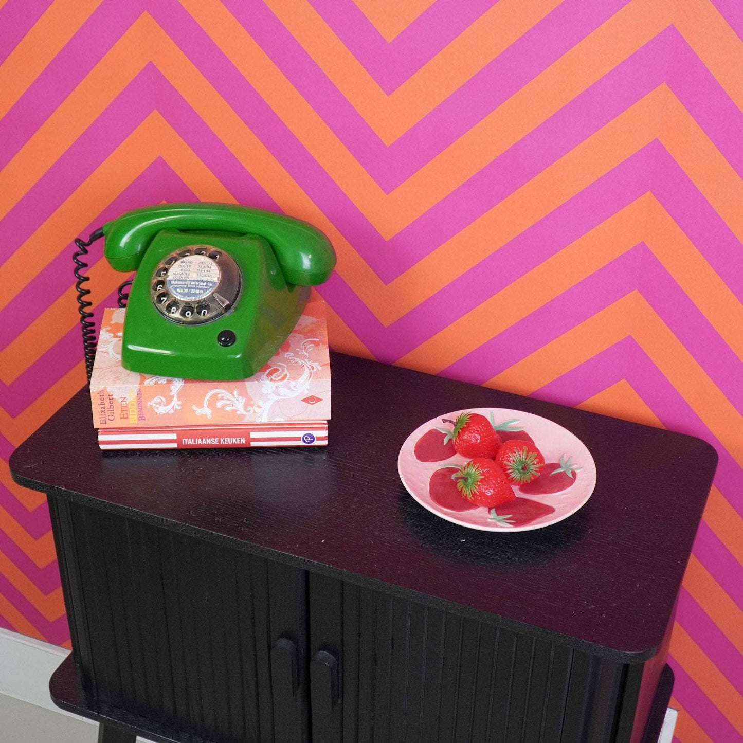 Assiette déco - Fraises - Rose/Rouge - 17,5x17,5x2cm