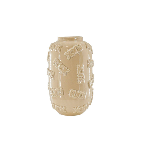 Vase - 'FUCK' - Céramique - Beige - 17x17x27cm