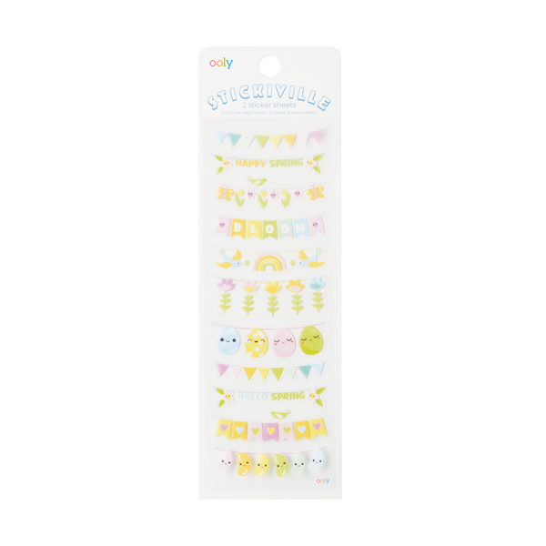 Autocollants transparents Stickiville Bannières de printemps – 2 planches – OOLY