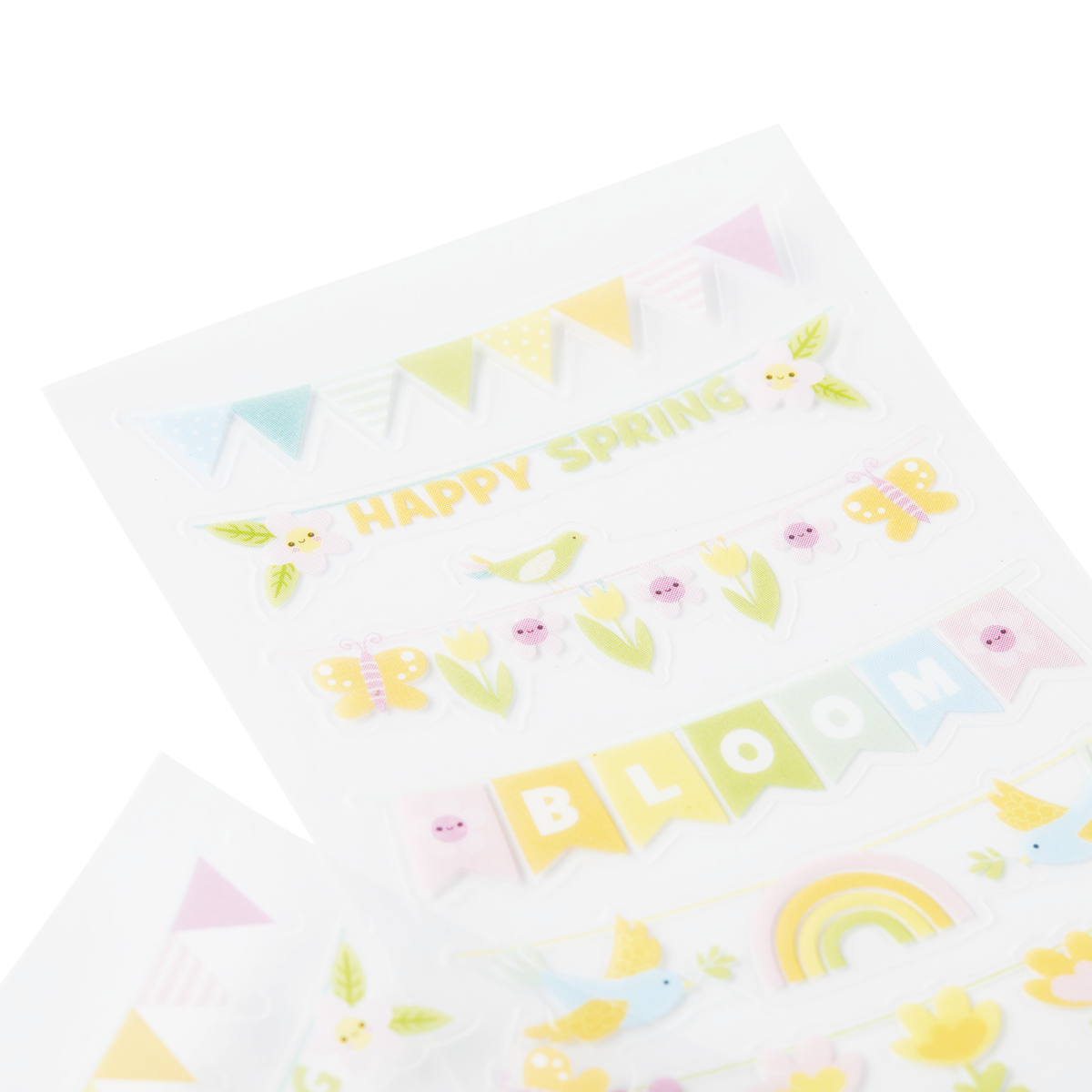 Autocollants transparents Stickiville Bannières de printemps – 2 planches – OOLY