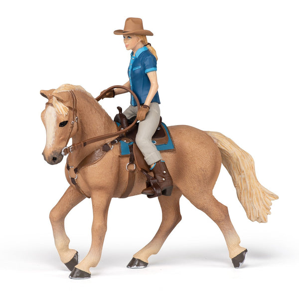 Figurine Cheval western et sa cavalière Papo - cheval