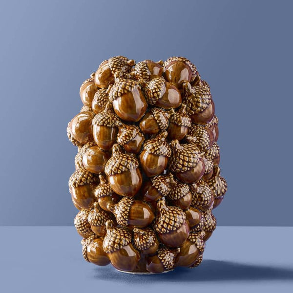 Jarrón Bellota, gres marrón, 19 x 19 x 27 cm