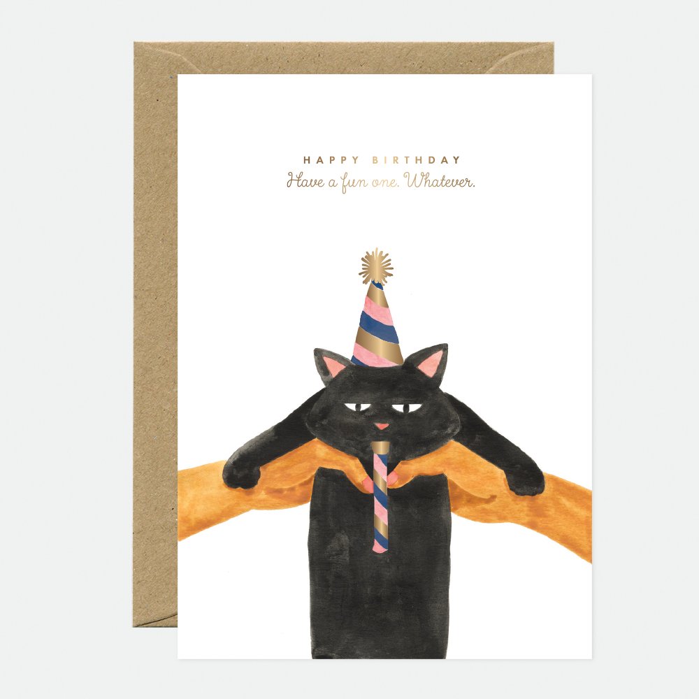 Whatever Cat - Greeting Card - Gold foil