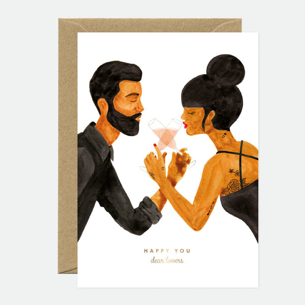 Happy Lovers - Carte de voeux - Feuille dorée