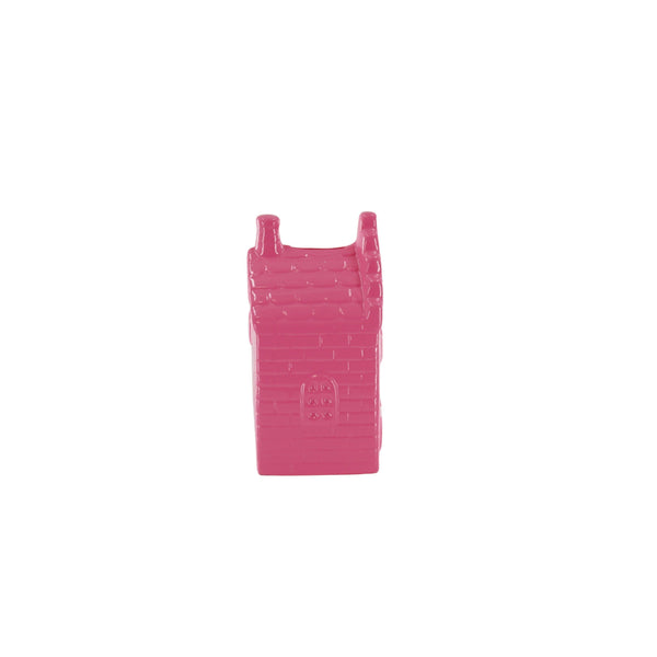 Adorno - Hucha - Casa - Cerámica - Rosa neón - 7x7x13cm