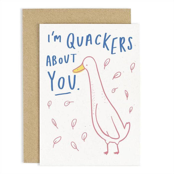 Biglietto d'auguri a forma di anatra "Quackers About You"
