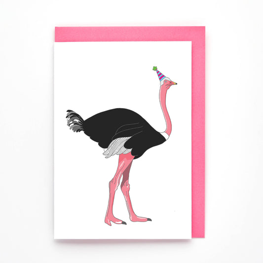Tarjeta de cumpleaños de avestruz
