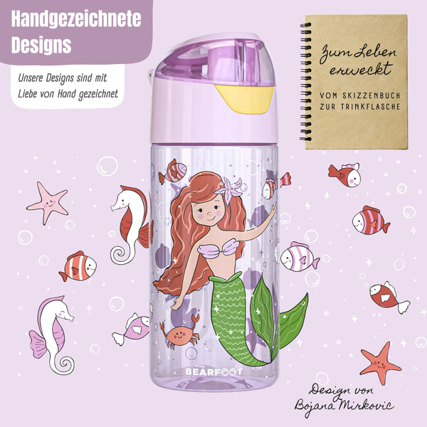 Trinkflasche Kinder, leichte Wasserflasche - Meerjungfrau