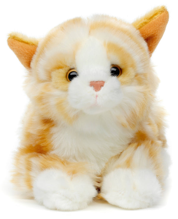 Peluche chat avec son brun couché-blanc Uni Toys
