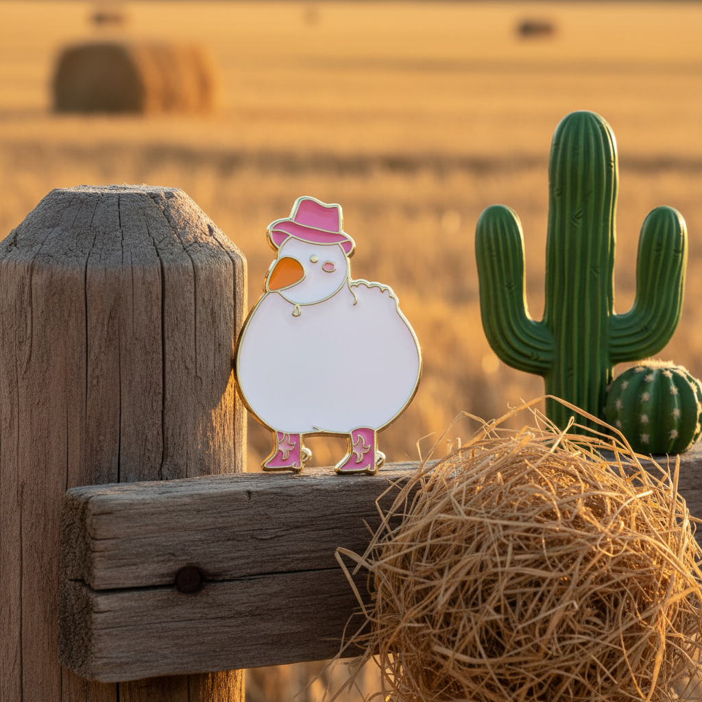 Pin de pato blanco de vaquera