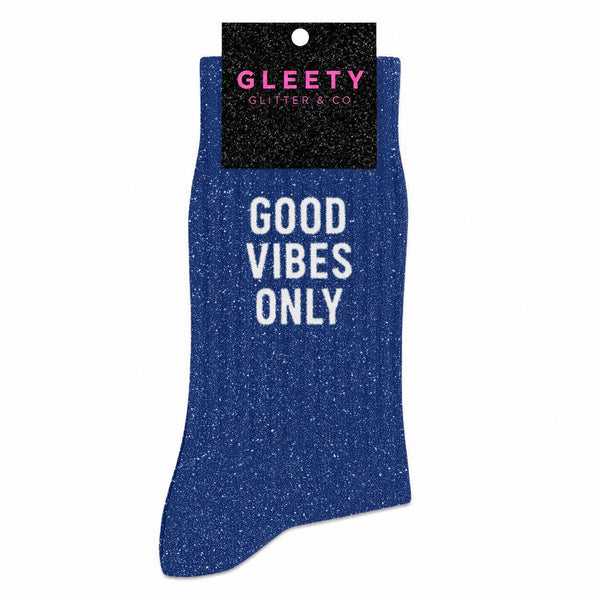 Chaussettes à Paillettes Good Vibes Only Bleu Electrique – Gleety