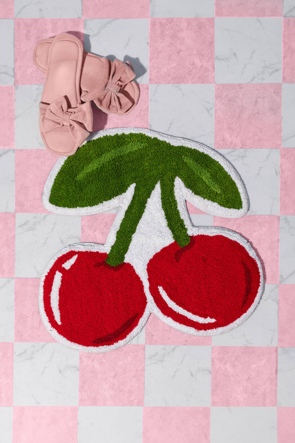 Tapis de bain tufté cerise