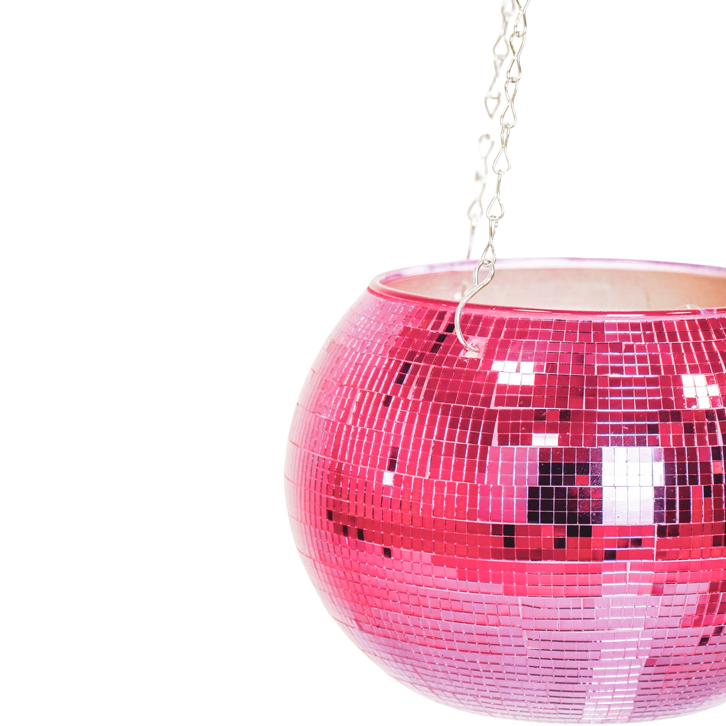 Hangende bloempot - Disco - Glas - Roze - 25x25x25cm