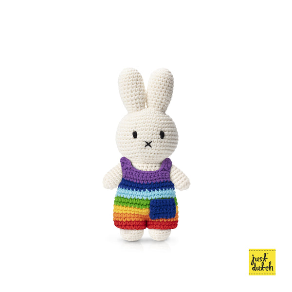Peluche Miffy - Salopette Arc-en-ciel