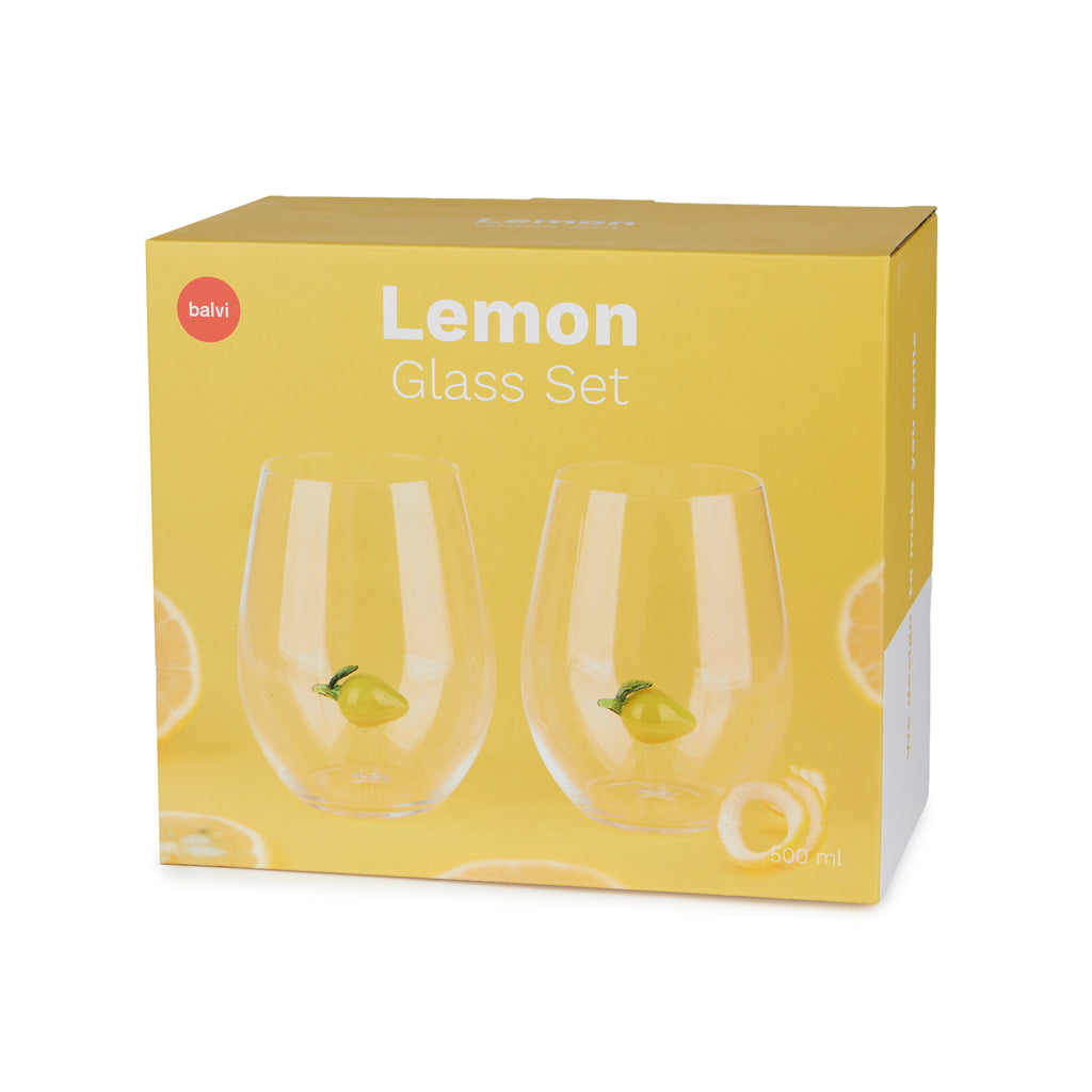 Botanical Lemon Drinking Glasses