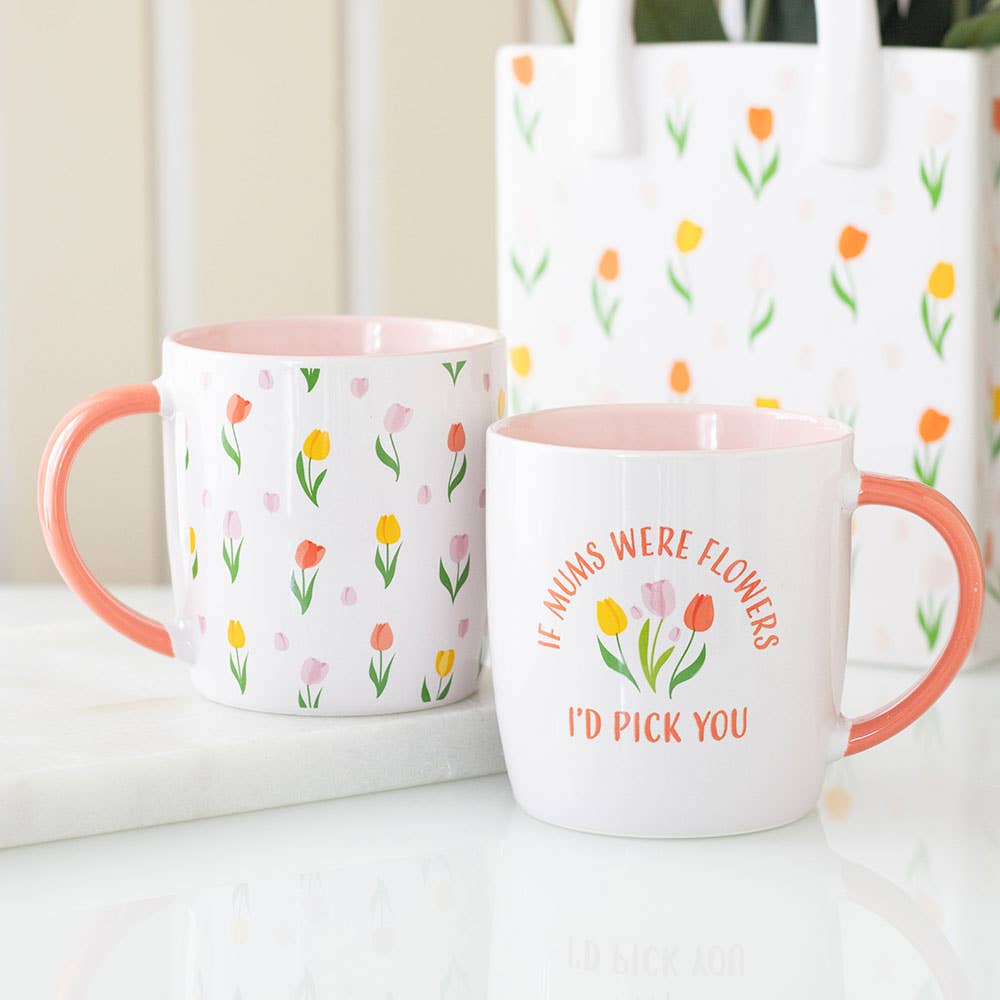 Taza con estampado de tulipanes