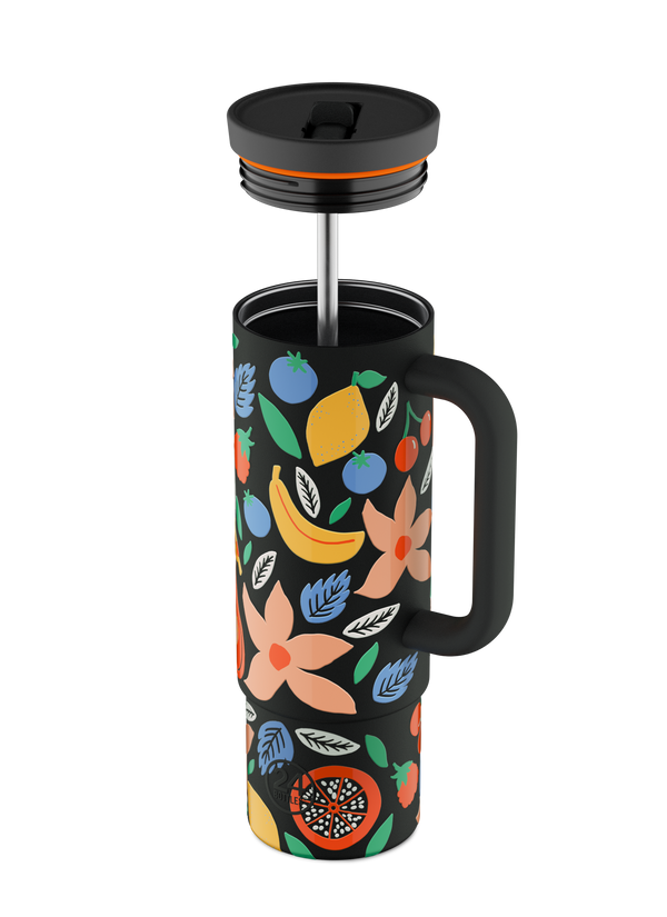 Gobelet à paille "Straw Cup" - Tropical Noir 800ml
