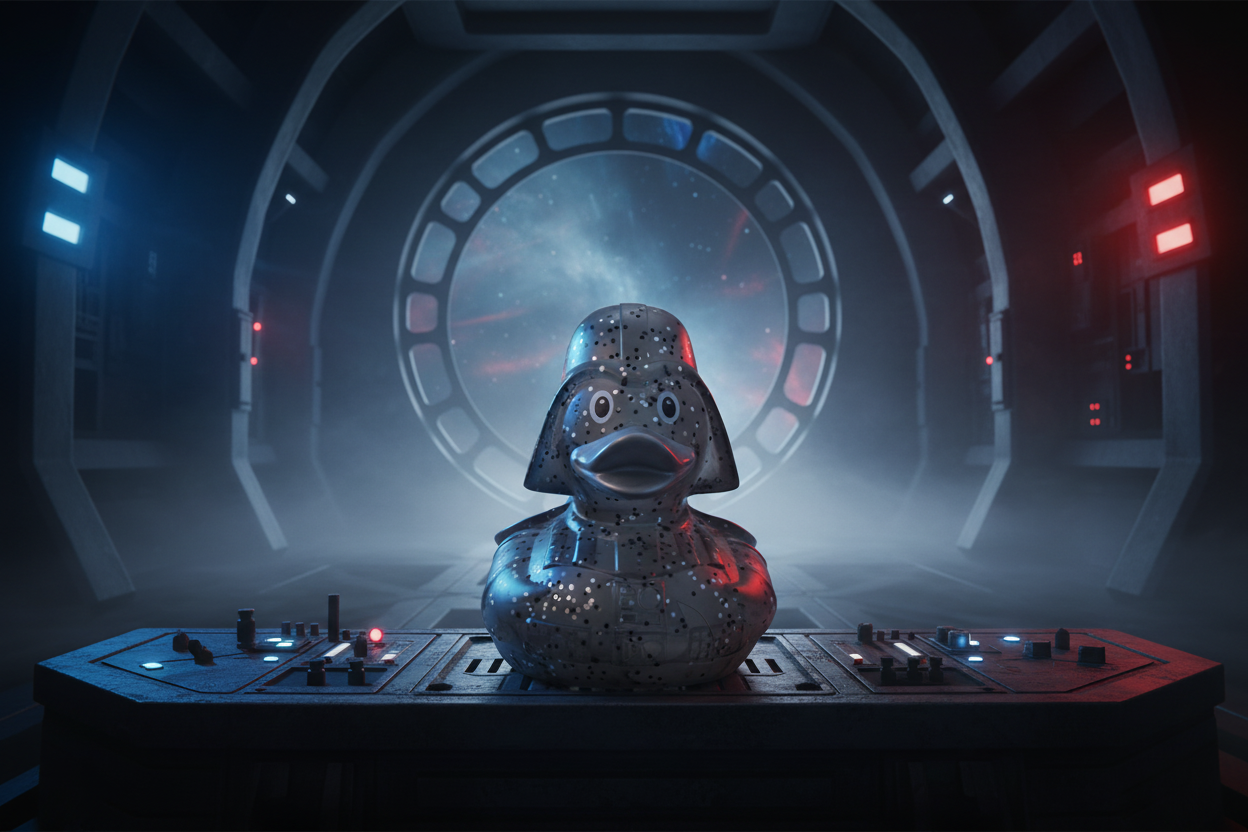 Pato con purpurina de color oscuro Vaduck