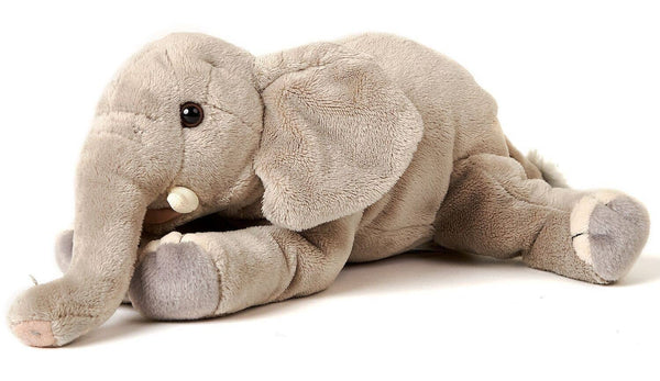Éléphant couché - 27 cm (longueur) - peluche Uni Toys