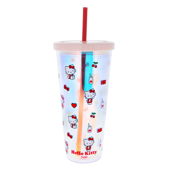 Gobelet – Hello Kitty rose holographique avec paille | Blueprint Collections – vue 1
