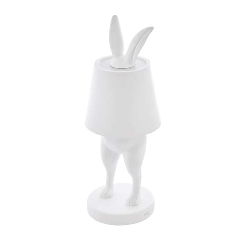 Lámpara de mesa LED con forma de conejo escondido, color blanco