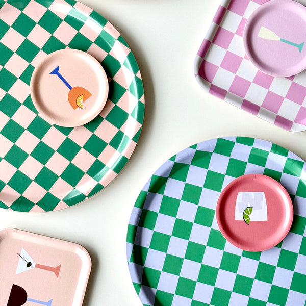 Grass / Sky CHECKER Round Serving Tray - 31 cm