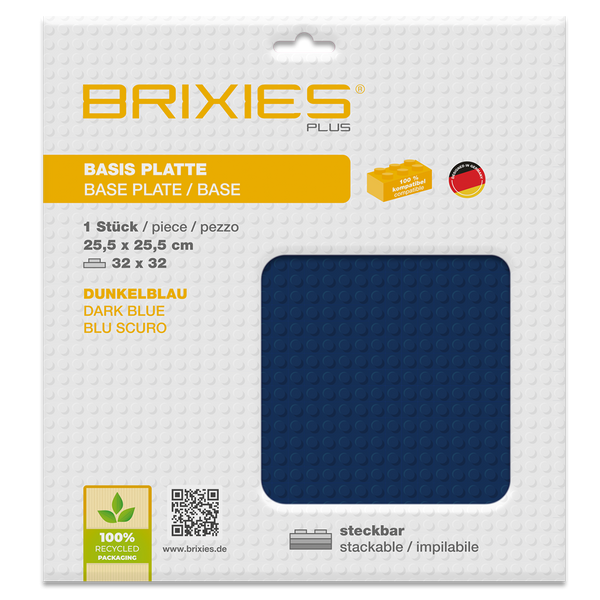 BRIXIES Plus Basis Platte dunkelblau 32 x 32 Noppen