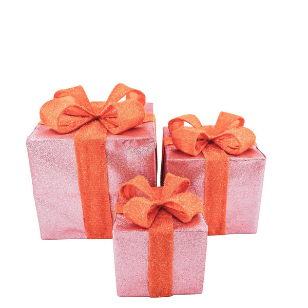 Cadeau de Noël à LED - S3 - Polystyrène - Rose/Orange - 15/20/25cm