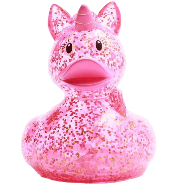 Anatra unicorno rosa glitterata