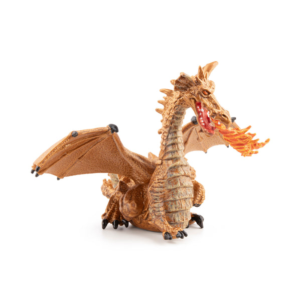 Figurine Dragon or avec flamme Papo - personnage féerique