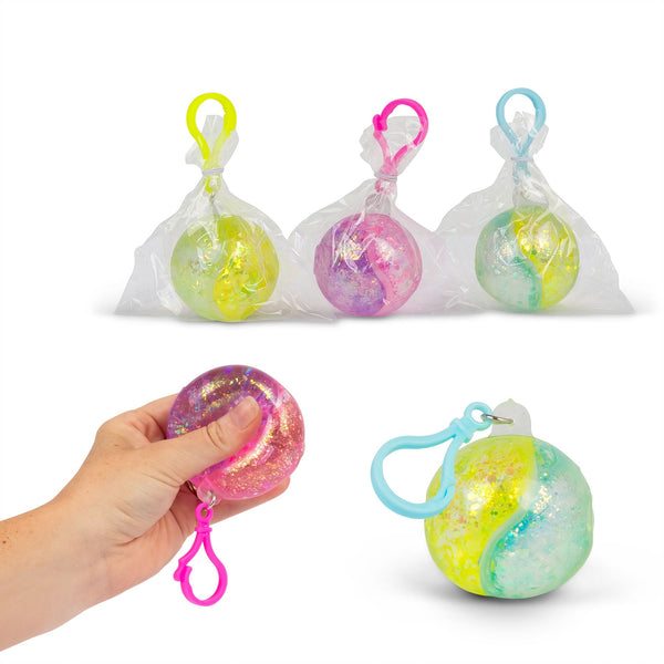 Scrunchems Tweekleurige Glitterbal Sleutelhanger – Assorti