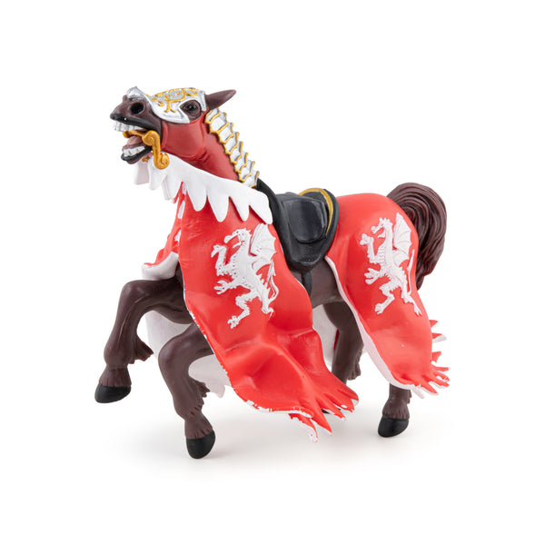 Figurine Cheval du roi au dragon rouge Papo - personnage médiéval