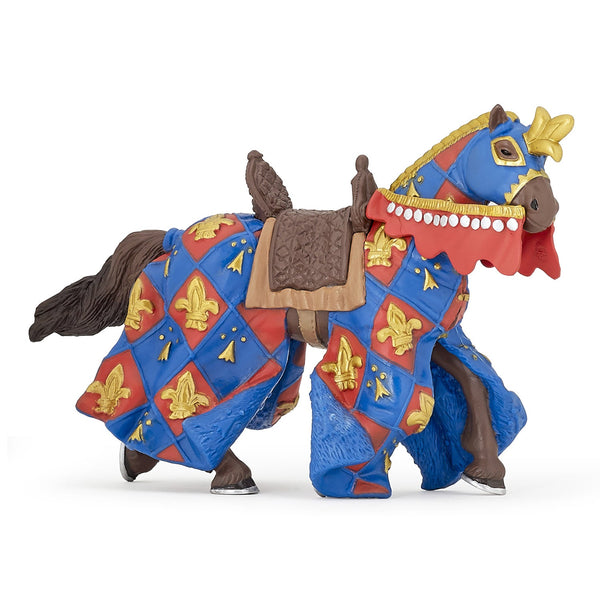 Figurine Cheval bleu fleur de lys Papo - personnage médiéval