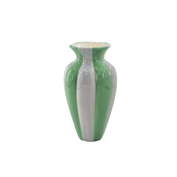 Vase à fleurs - Vase plissé - Céramique - Lilas/Vert - 16,5x16,5x29,5 cm