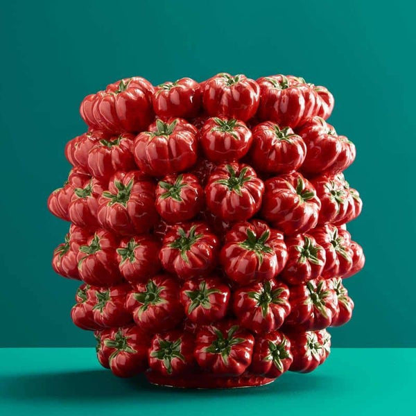 Vaso di pomodoro, gres rosso, 33,5 x 32 x 33 cm Fatto a mano
