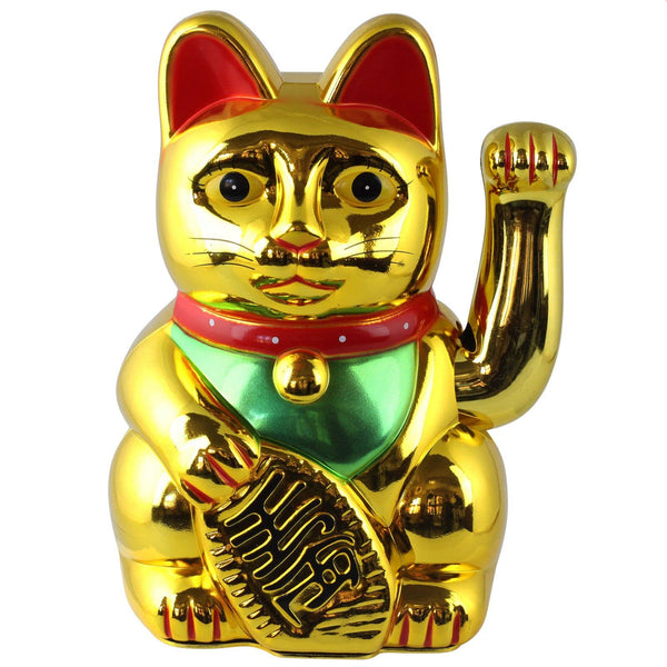 Chat chanceux doré 20cm