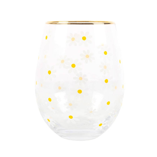 Verre à Vin sans Pied Imprimé Marguerites