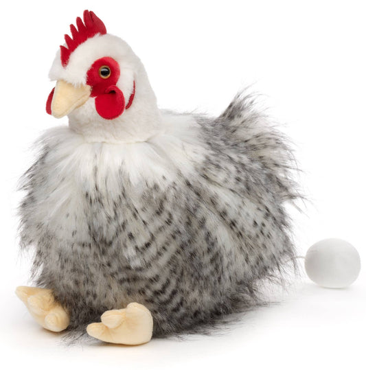 Peluche Poule assise avec œuf