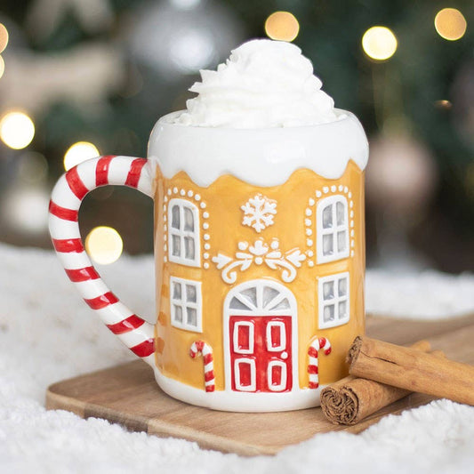 Gingerbread House & Candy Cane 3D Mug