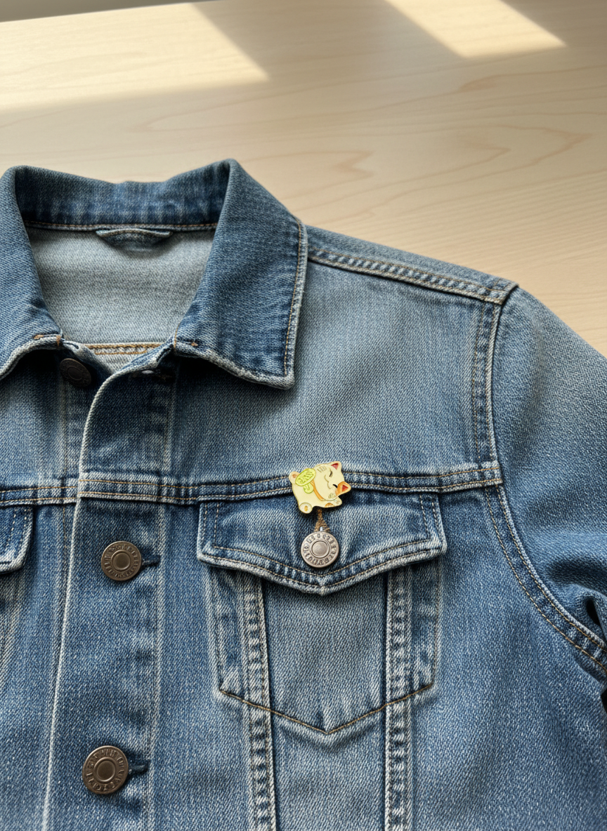 Pin de gato de la suerte