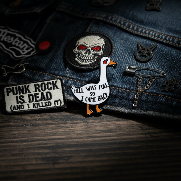 Photo produit - Pin's Canard Blanc "Hell was full so I came back"
