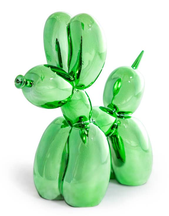 Figura de perro grande de color verde eléctrico